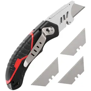 Retractable  Duty Utility Knife |  & Outdoor Portable Knife | SK5 Steel Box Cutter w/ Anti-Slip Grip + 5 Extra Blades | Foldable for DIY, Camping & Everyday Carry