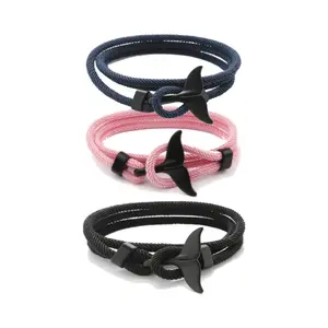 Whale Tail Shark Bracelets for Men & Women Handmade String Wrap Rope Popular Accessories for Couples Best Friends Ocean Lovers