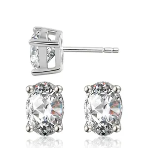 S925 Oval Cut Synthetic Moissanite Stud Earrings Christmas Valentine’s Day Weddings Engagements Anniversaries Gift For Men Women