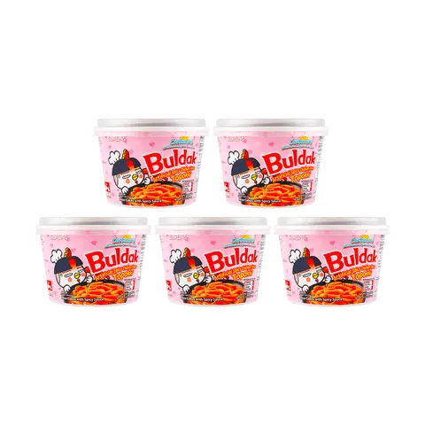 SAMYANG Korean Buldak Carbonara Topokki - Spicy Chicken and Cheese Flavor, 6.31oz*5 Pack【Value Pack】【Trending on TikTok】