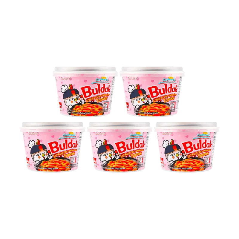 SAMYANG Korean Buldak Carbonara Topokki - Spicy Chicken and Cheese Flavor, 6.31oz*5 Pack【Value Pack】【Trending on TikTok】