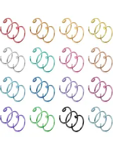 48Pcs 20G Colorful 316L Stainless Steel Nose Hoop Rings Nose Piercing Jewelry for Women and Men 6mm