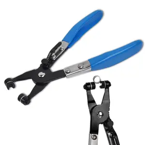 Hose Clamp Pliers - Heavy Duty Clamp Removal Tool with Locking Device and Non-Slip Handle Removal and Installation Tool for Ring-Type and Flat-Band Hose Clamps (Blue)