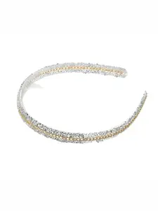 3 Colors Hair Bands:, Silver Color, Sparkling Diamond Embellished, Non-Slip, Multi-Functional, Women's Accessory