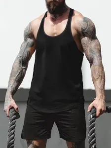 Men's Y-Back Stringer Tank Top, Breathable Moisture-Wicking Polyester Gym Tank, Lightweight Quick-Dry Athletic Top, Workout Vest, Activewear, Ideal for Training, Light Outdoor & Urban Street Style