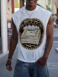 Steelvance Men's Graphic Slim Fit Tank Top, Spring/summer Street Style, Without Zipper & Button Design, Ideal for All Seasons