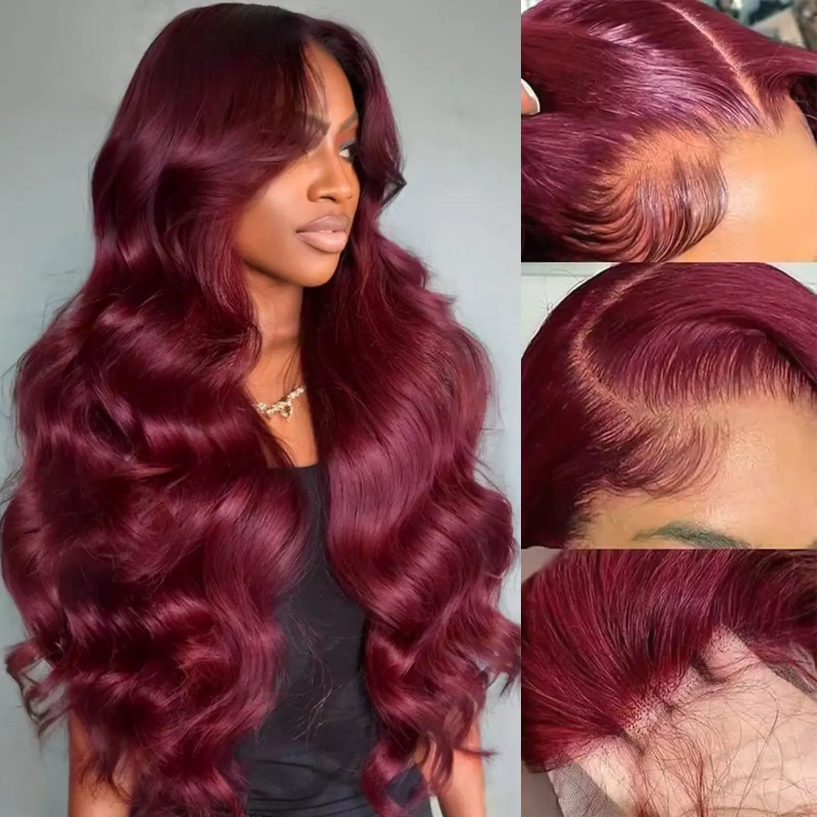 Burgundy Synthetic Body Wave Lace Front Wig