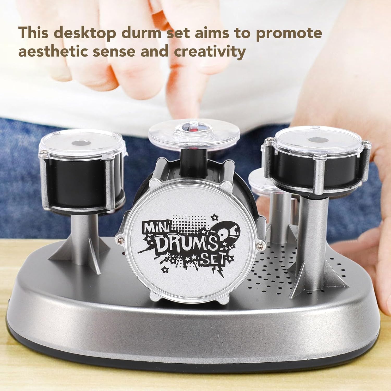 Mini Finger Drum Set Desk Touch Drumming LED Light Jazz Percussion