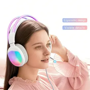 Dual-Plug Gaming Headset with Microphone 305g Lightweight Design PU Leather Ear Cushions RGB Lighting Stereo Sound Compatible with PS5 PS4 Xbox PC Perfect Valentine's Day Gift