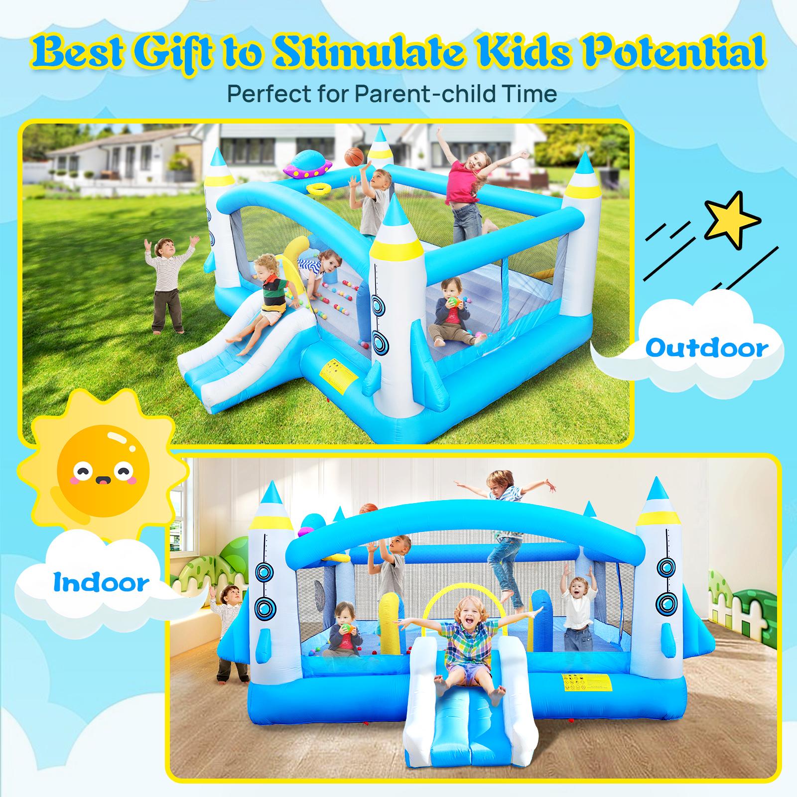 SAVEYOUR Multifunctional Jump 'n Slide Inflatable Bouncer for Kids 198" x 180" Play Area 96" Tall with Blower ETL Certified Safe for Outdoor Use