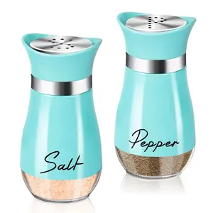 Salt And Pepper Shaker Set, 4 Ounces (Approximately 113.4 Grams) Glass Bottom Salt And Pepper Shakers with Stainless Steel Lids, Suitable for Kitchen Cooking Tables, Rvs, Camping, And Barbecues. Seasoning Bottles. Salt And Pepper Containers.