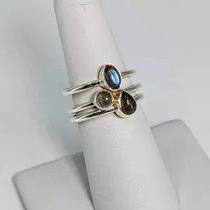 Labradorite Sterling Silver Ring Dainty Stackable Style Sizes 4 - 10 #SK6908