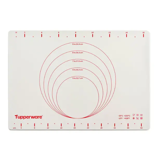 Tupperware Silicone Wonder Mat Non-Stick Baking & Pastry Sheet with Measurement Guides Heat-Resistant Microwave Safe 11.5x16.5 inches Dual-Purpose Design