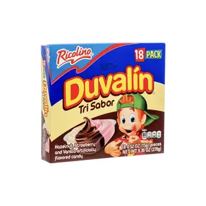 Ricolino Duvalin Tri Sabor Hazelnut, Strawberry & Vanilla Creamy Mexican Candy 18 Pieces