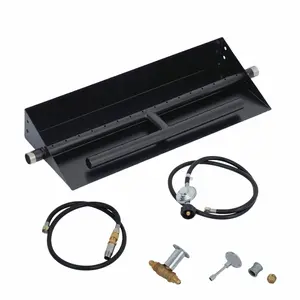 🔥 22.5" Drop-In Fire Pit Burner – Dual Fuel, Spark Ignition, 60,000 BTUs, Black Steel.