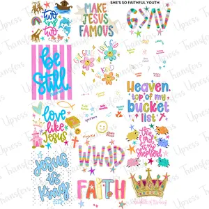 She's So Faithful Youth Mini DTF Transfer Gang Sheet 24.5" wide x 36" long. Direct To Film Mini Gang Sheet