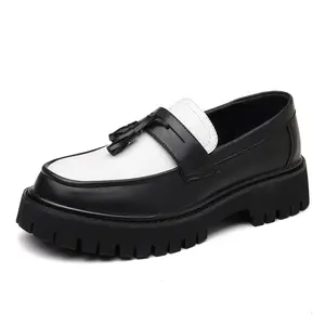 Men's Chunky Derby Shoes Summer 2026 |   Breathable Height Increasing Casual Leather Lace Up Oxfords with Tassel |   Big Size 692 loafers