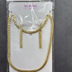 Xuping Jewelry Set Cadena Pulsera y Aretes Elegante y Duradero para Mujer Gold Tone Chain Necklace Bracelet and Earrings Set