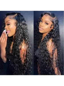 Deep Wave Texture Lace Closure Wigs 7x6 HD Lace Closure Wigs Human Hair for Women 7x6 Transparent Lace Front Wigs Pre Plucked with Baby Hair Super Soft Free Part Design  Natural Blac