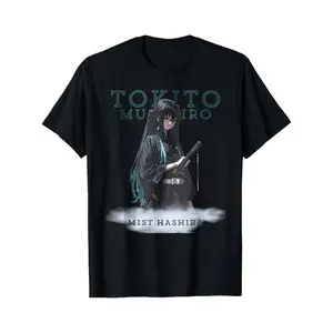 T Shirt Black Tokito Muichiro Mist Hashira Anime Character Design For Fans And Casual Wear