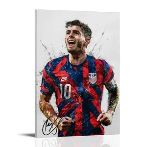 [Unframe Poster] Christian Pulisic Watercolor Sports Art Soccer Star Canvas Print Bedroom Decor