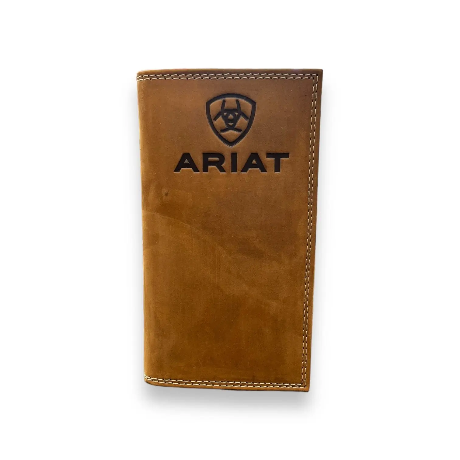 Men's Ariat Rodeo Wallet/Checkbook Cover - Brown Embossed Logo Men's Ariat Rodeo Wallet/Checkbook Cover - Brown Embossed Logo