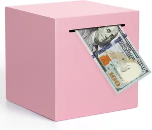 Adults Piggy Bank Must Break to Open, Unbreakable Stainless Steel Piggy Bank for Adults, Metal Savings Box for Cash Saving (Pink, 4.72 inch)