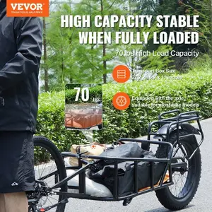 Spring new arrivals Bike Cargo Trailer, 70 lbs Load Capacity, Heavy-Duty Bicycle Wagon Cart, Compact Storage & Quick Release Structure with Universal Hitch, 20" Wheels, Fits Most Bike Wheels, Carbon Steel Frame