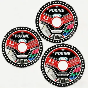 Made for angle grinders, POKINE 4.5" diamond wheels are available in 3/6/9/12 packs. Ultra-thin dry-cut design smoothly cuts ceramic, marble and granite. Sharp and durable, perfect for home improvement.