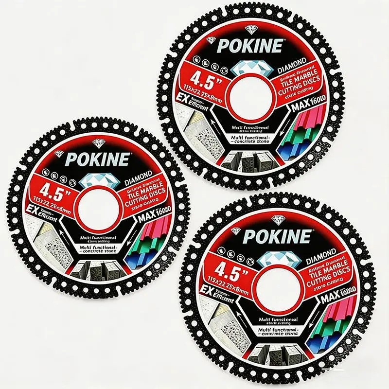 POKINE 4.5-Inch Diamond Cutting Wheels for Angle Grinders, 3pcs/6pcs/9pcs/12pcs Packs, Ultra-Thin Dry-Cut Design for Ceramic, Marble Cutting, Sharp & Durable for Home Improvement
