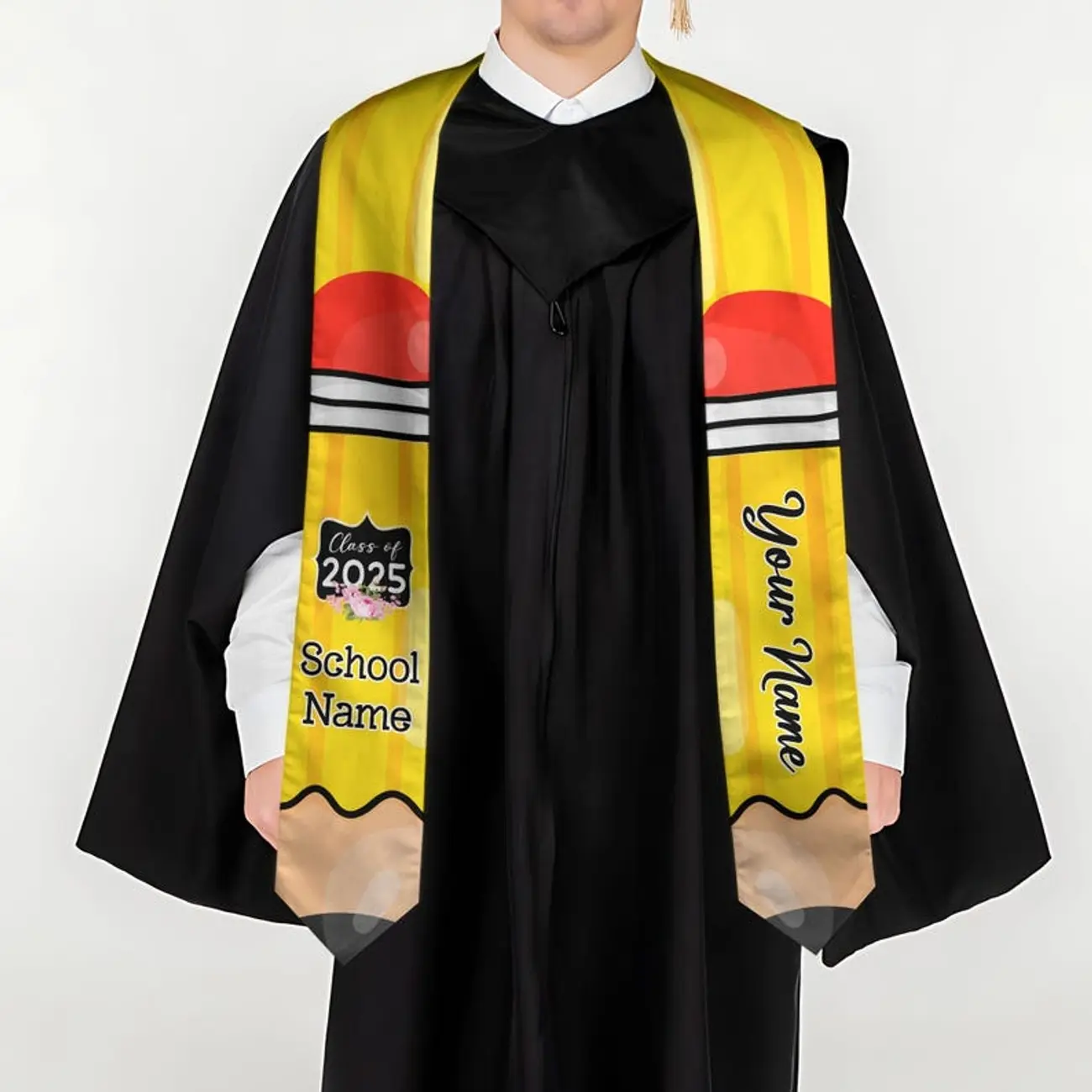 Custom Teacher Graduation Stole Class Of 2025, Teacher Stole 2025,Teacher Stole, Pencil Stole Graduation For Teachers, Sash For Teacher UGS1