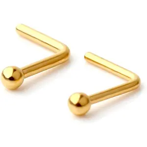 20G Surgical Steel 2mm Top Ball L-Shaped Nose Bone Studs Ring Pins Piercing Jewelry