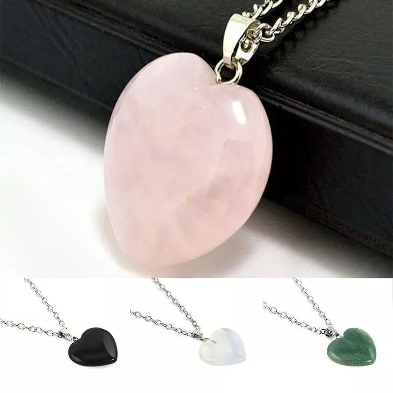 Natural Quartz Heart Necklace – Elegant Healing Gemstone Pendant, Handcrafted Jewelry Gift for Women, Beautiful Crystal Heart Charm, Unique Birthday Present, Romantic Anniversary Gift, Spiritual Energy Stone Necklace for Love, Self-Care & Positive Vibes