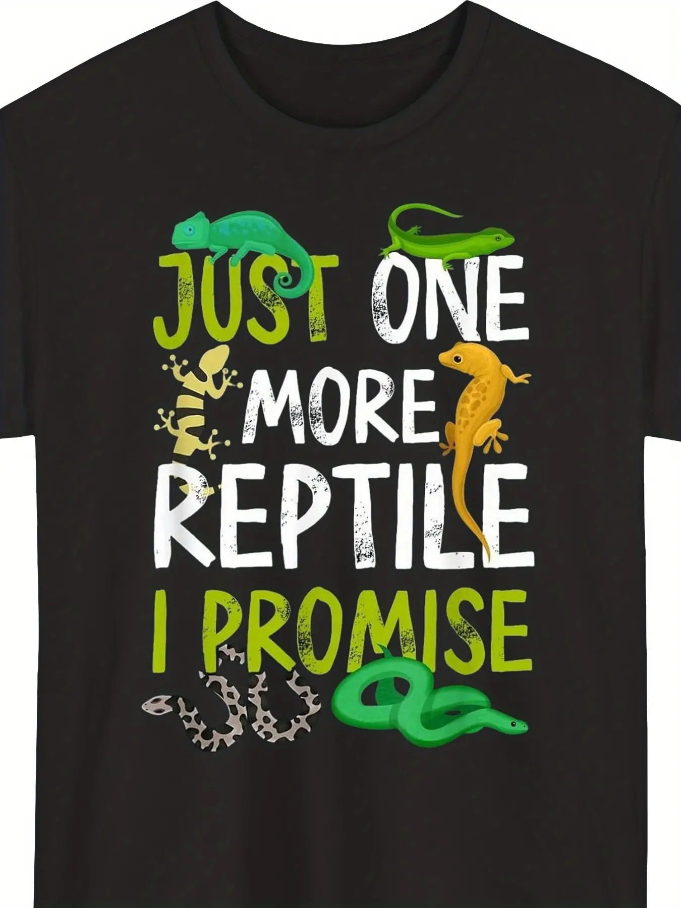 Just One More Reptile I Promise Snake Lizard Gecko unisex soft cotton short sleeve t shirt, vintage graphic casual tee for men women teens, perfect birthday holiday gift for camping travel gym daily street  wear