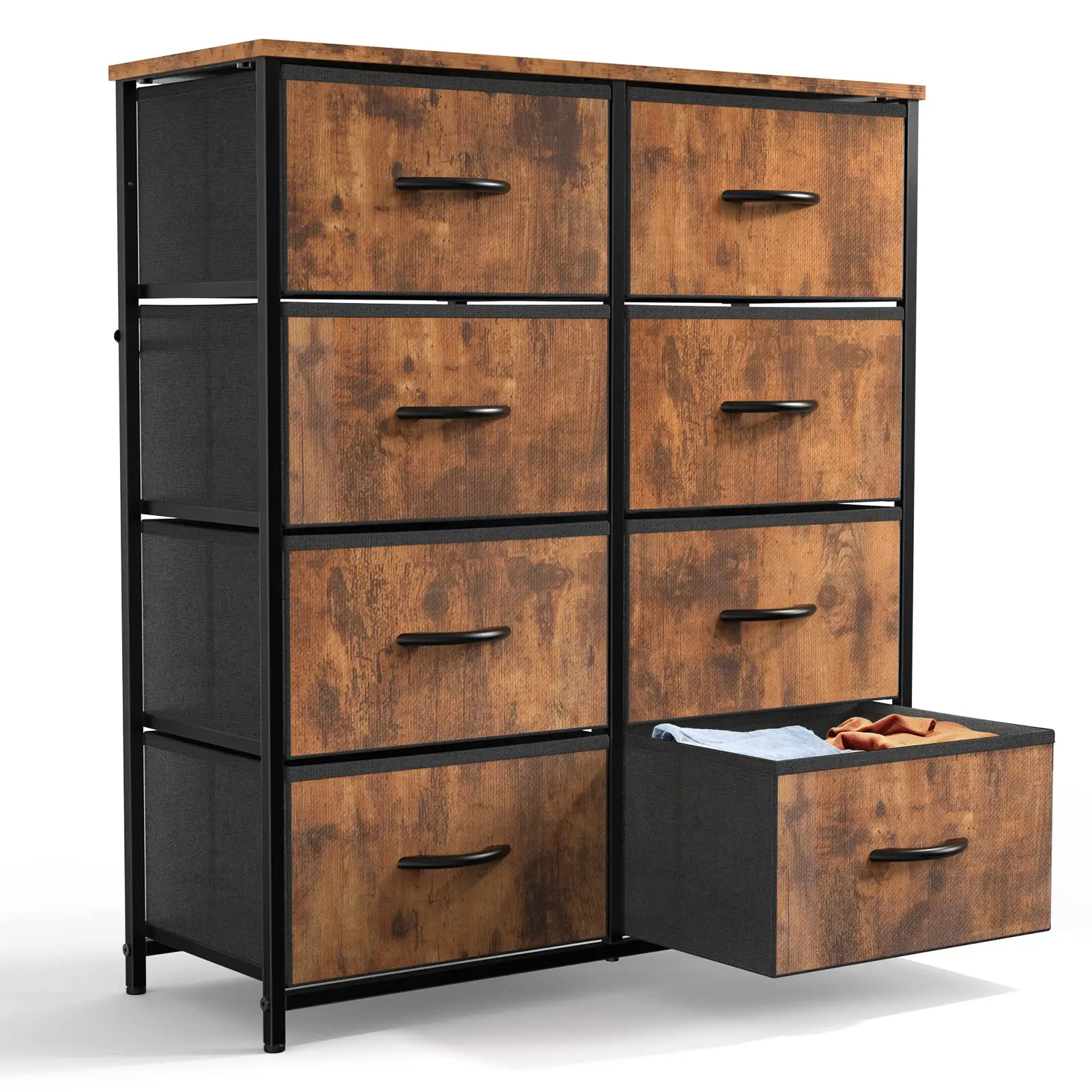FurnishFlex Dresser for Bedroom, Dressers & Chests of Drawers Dresser Organizer with 8 Fabric Storage Drawers Tower Unit