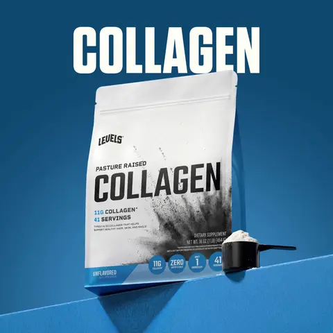 Levels Pasture Raised Collagen Hydrolyzed 11G of Collagen 41 Servings Unflavored for Hair Skin & Nails