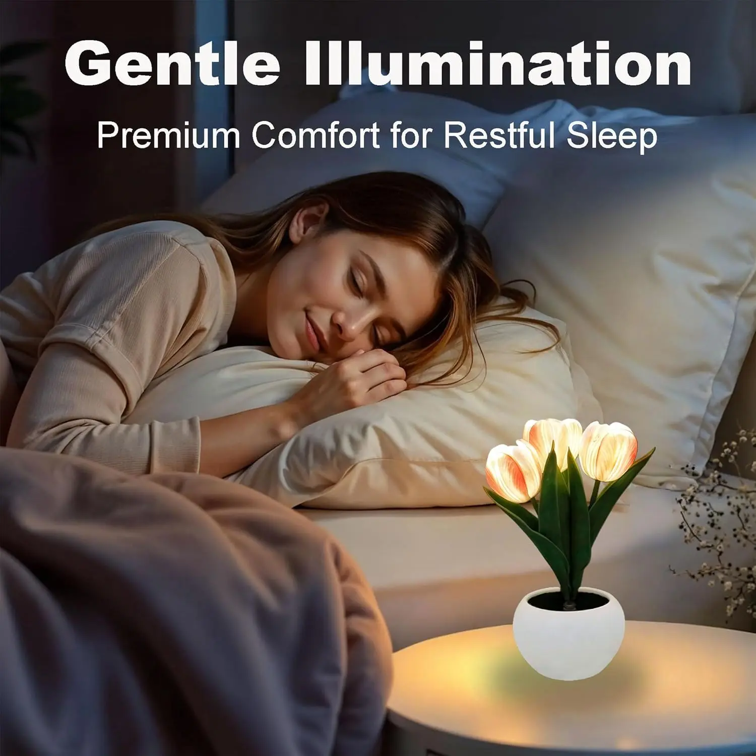 Flower Table Lamp , LED Tulip Night Light with Artificial Flower and Vase, Romantic Desk Lamp for Home, Living Room, Bedroom, Wedding, Birthday Party Decor，It can also be given as a gift to mother. mom supply school homeowner You Love Box clear bulk