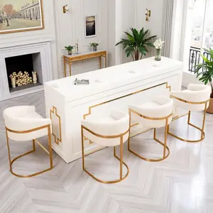 Gold Upholstered Bar Chair Set of 2/4, Modern 27" H Counter Height Bar Stools with Barrel Backrest and Arms, Velvet Bar Stools for Kitchen Island