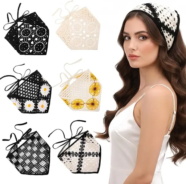 6pcs Sweet Summer Sunshade And Breathable Scarf Elegant Headbands- Stylish Floral& grid Patterns, Lightweight& Breathable, Outdoor Activities, Suitable Casual Or Formal Wear, Outdoor Hair Accessories Floral Headbands Lightweight Headbands head wrap
