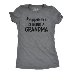 Womens Happiness Is Being a Grandma T shirt Funny Cute Nana Grandmother Gift Funny Womens T Shirts Cute Vintage Fashion Casual Ladies T-Shirt Gift Mother's Day Tops for Women Funny Grandma Top Women's Novelty