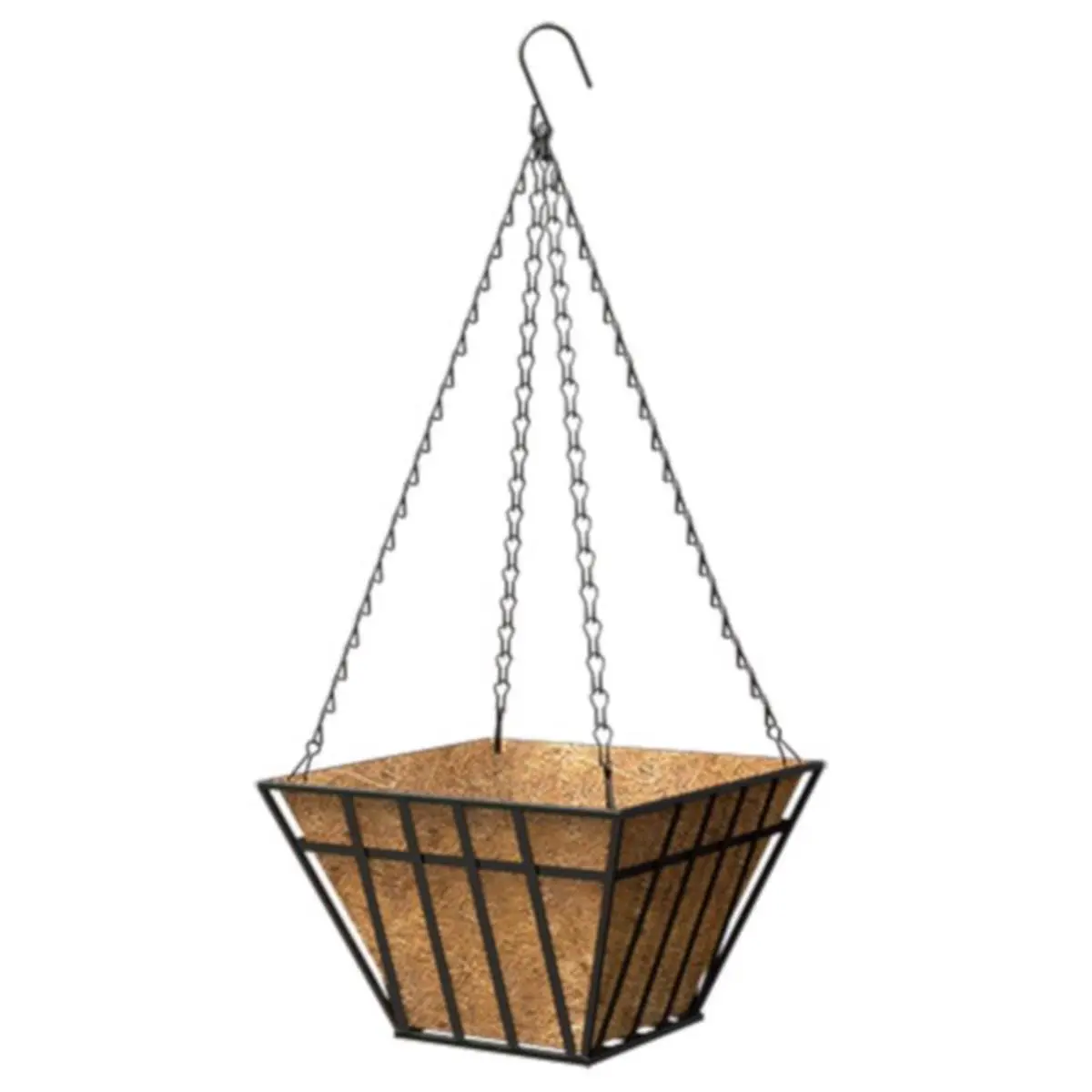 Living Accents 14 in. Black Steel Plant Hanger, Hanging Plant Basket, Outdoor Garden Supply