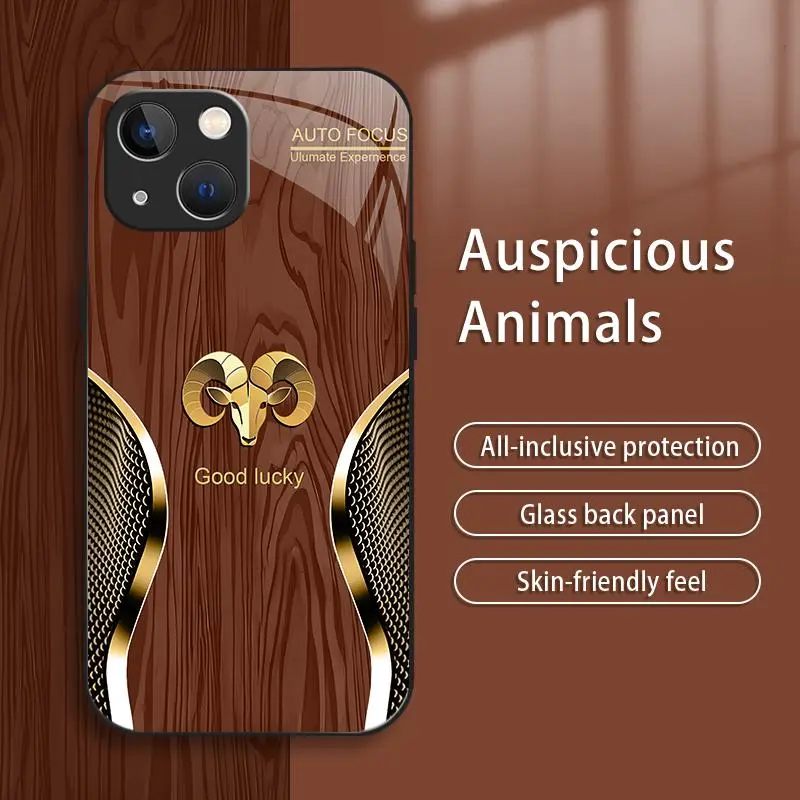 High-End Luxury Wood Grain Zodiac Smartphone Casing for iPhone 14 Plus, Business-Style Simple Handheld Device Protection, Explosion-Proof, Anti-Fall, Anti-Fingerprint, Affordable Price