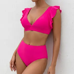 Dopamine Two Piece Bikini Set | Y2K Vibrant Neon High Cut Swimsuit | Buttery Soft Beachwear for Women Summer 2026 casual vacation style swim board mesh top Halter with Bow tie-back design suit monokini print swimwear athletic tankini Women's Polka Dot One