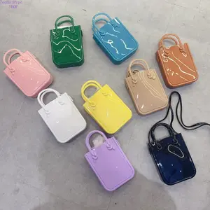 2026 New Trendy PVC Jelly Phone Bag for Women, Cute Candy Color Mini Top Handle Purse, Casual Lightweight Shopping Tote, Waterproof Portable Design Perfect for Daily Outings, Shopping, Travel & Casual Street Style