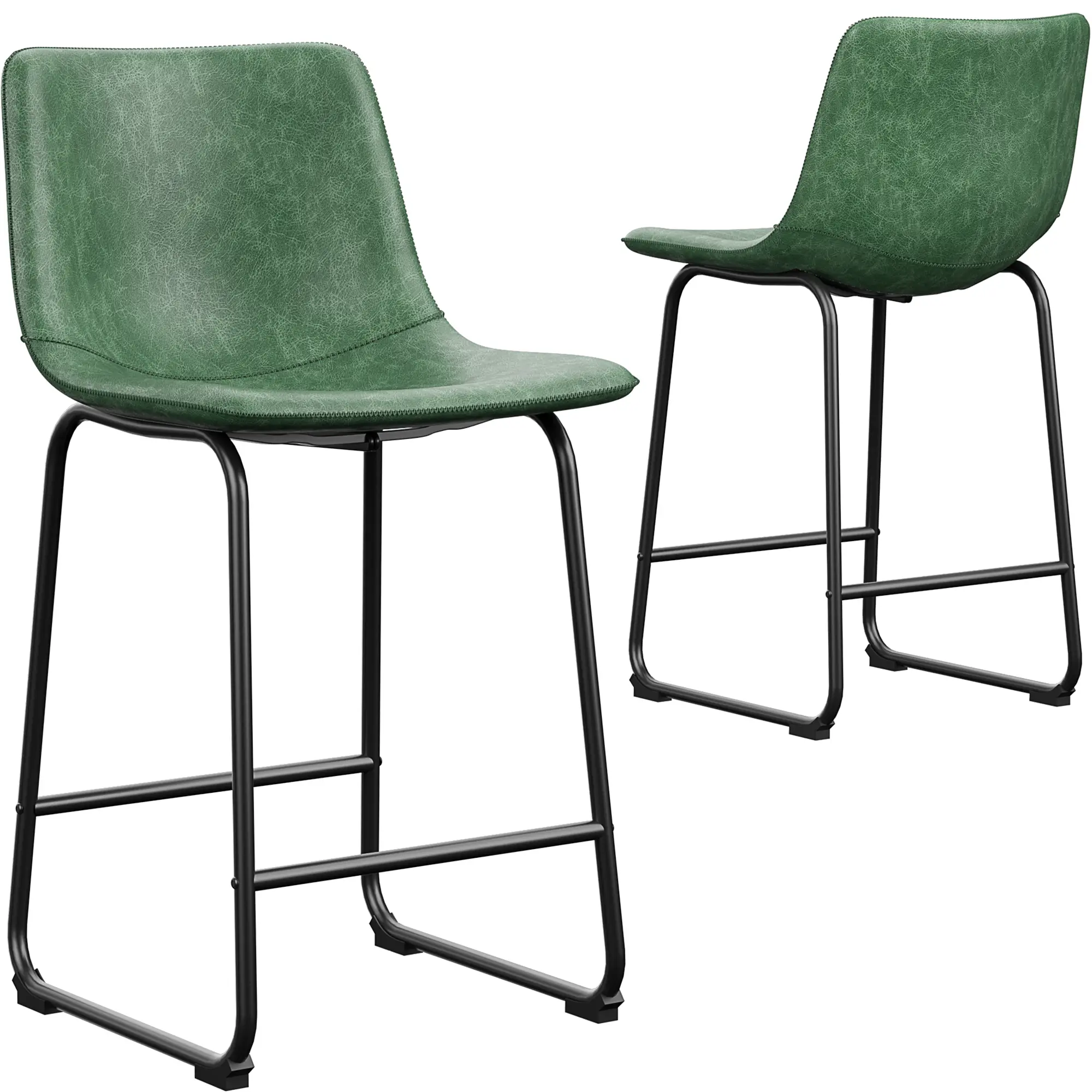 【Deals for Your Days】AOWOS Bar Stools Modern Bar Height Barstools, Faux Leather Barstools with Back and Metal Leg, Armless Tall Bar Dining Chairs for