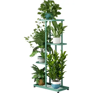 Metal 4 Tier 5 Potted Indoor Outdoor  Stand Shelf Planter Display for Patio Garden Corner Balcony Living Room