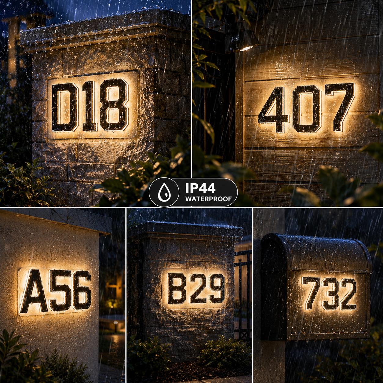 9-Inch Wireless Solar-Powered LED Address Sign, Backlit House Number Plaque for Home, Mailbox, Fence, Easy No-Wiring Installation
