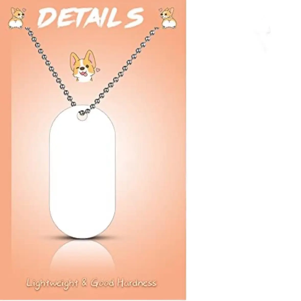 Customized Aluminum Sublimation Stamping Blank Tags and Necklace Chain 23.6 Inch Dog Tag Chain Tags for Pet DIY Decorative Craft