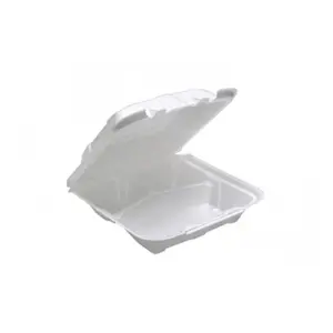 212 MAIN PS Foam 8 in. 2-Tab Conventional HL 3-Compartment White Food Trays, Food Storage Containers, Snack Container for Dog & Cat Feeding Supplies - Case of 150