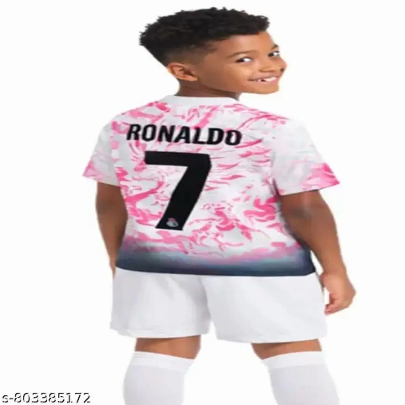 Sports Soccer special edition Ronaldo jersey pink 2026 with White shorts for Kids BJP DL0